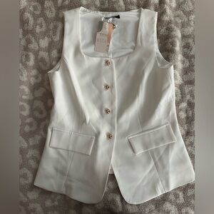 Stylish White Button-Up Vest